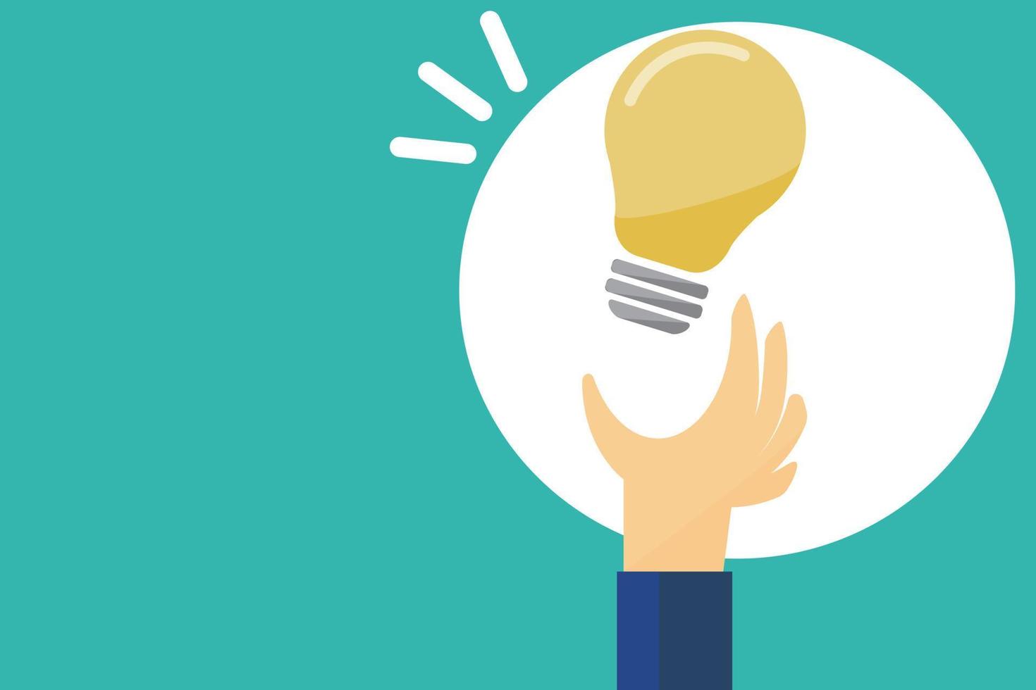 A man's hand trying to grab a light bulb. vector. vector