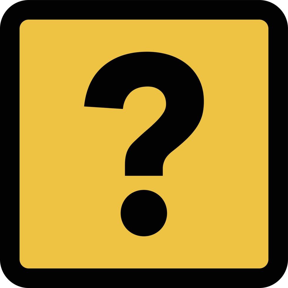 A square question mark box. Flat yellow simple vector. vector