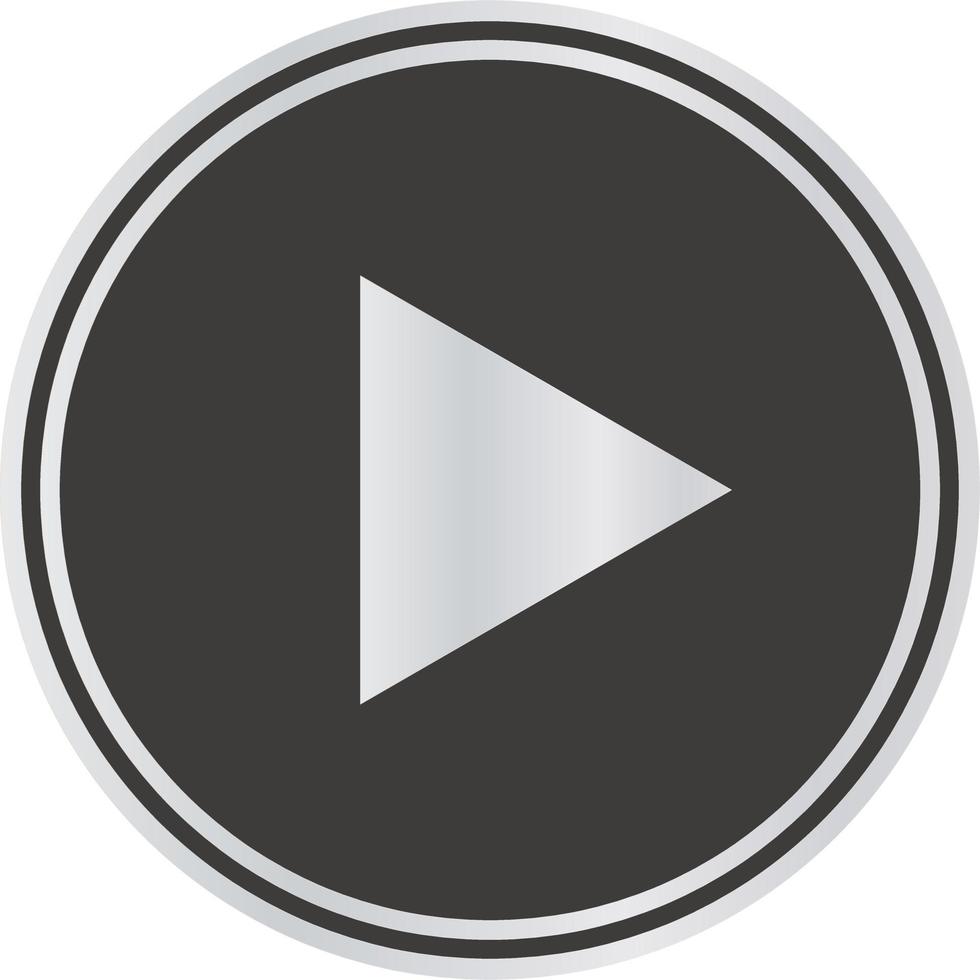 The iconic playback button with a luxurious feel. Silver vector image.