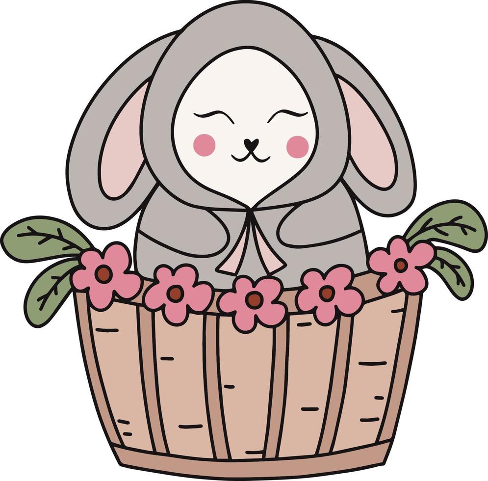 rabbit in basket 20589994 Vector Art at Vecteezy