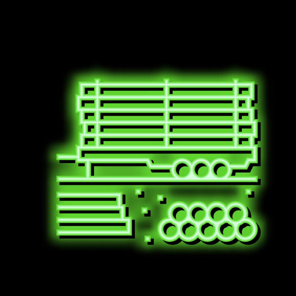 pipeline on trailer neon glow icon illustration vector