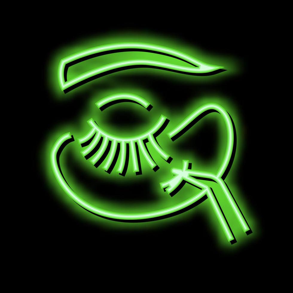 applying eyelashes neon glow icon illustration vector