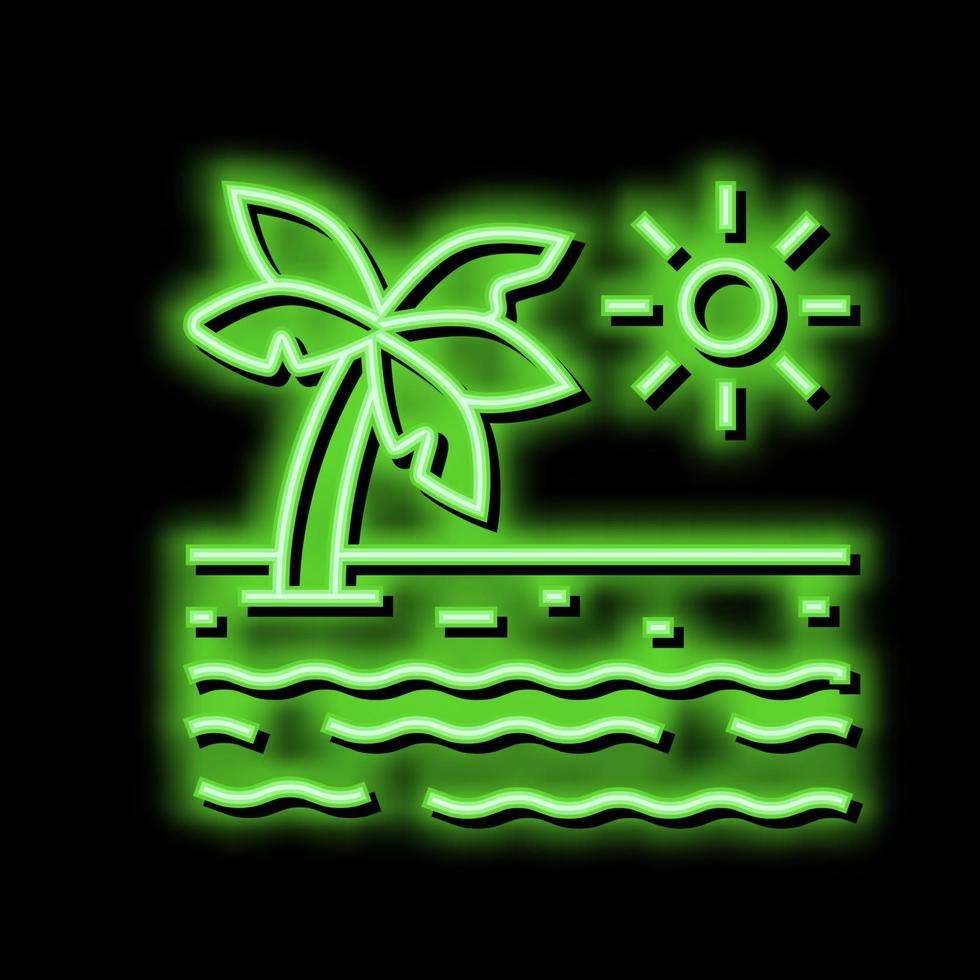 tropical playa verano neón resplandor icono ilustración vector