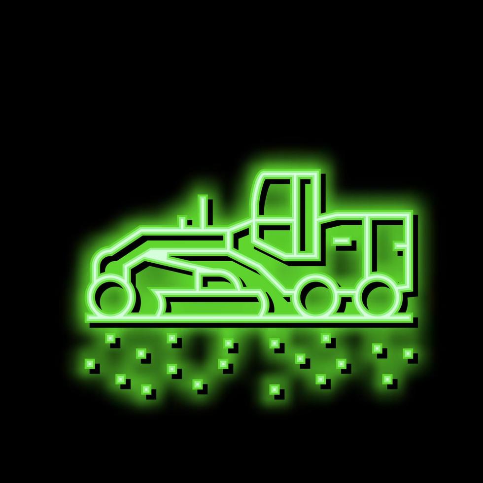 tractor prepare space for pipeline construction neon glow icon illustration vector