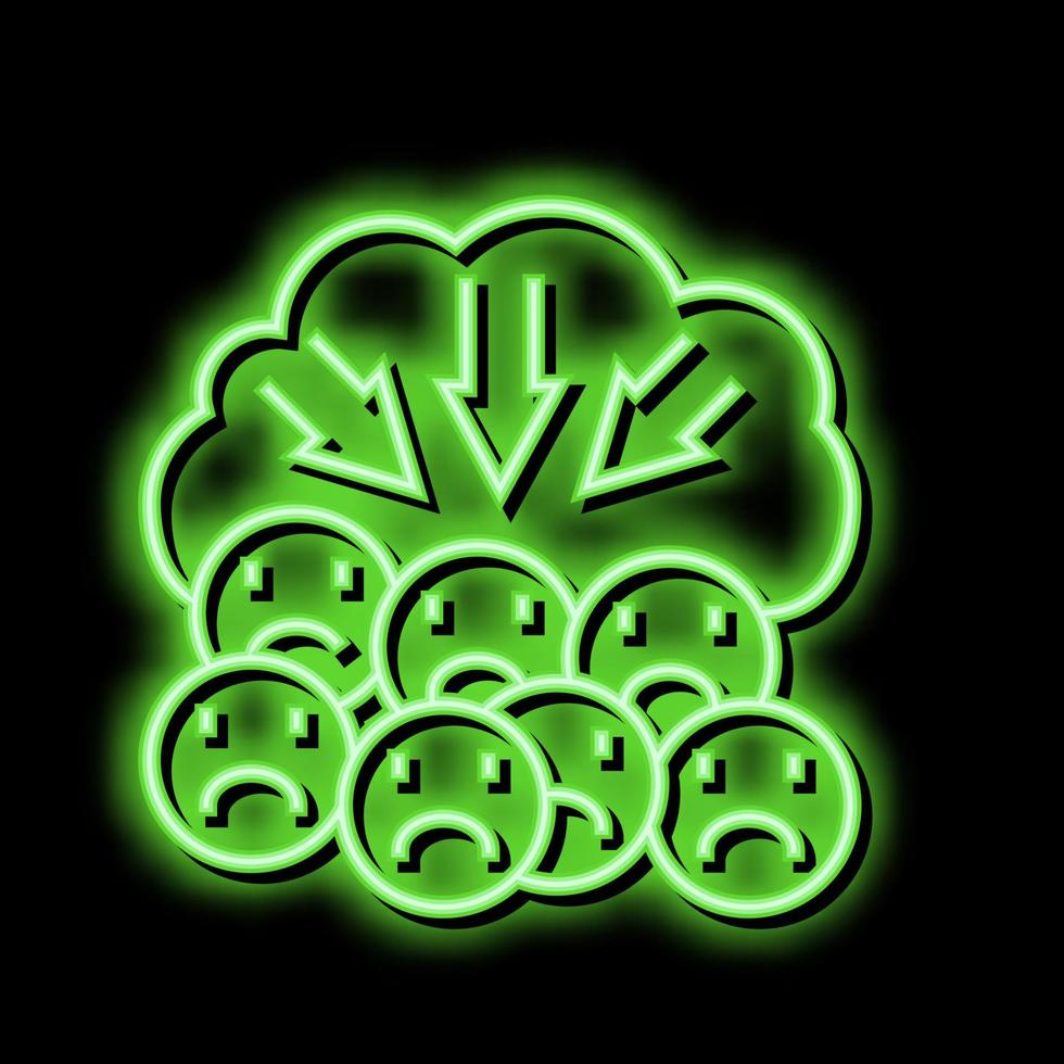 suppression of negativity reputation management neon glow icon illustration vector
