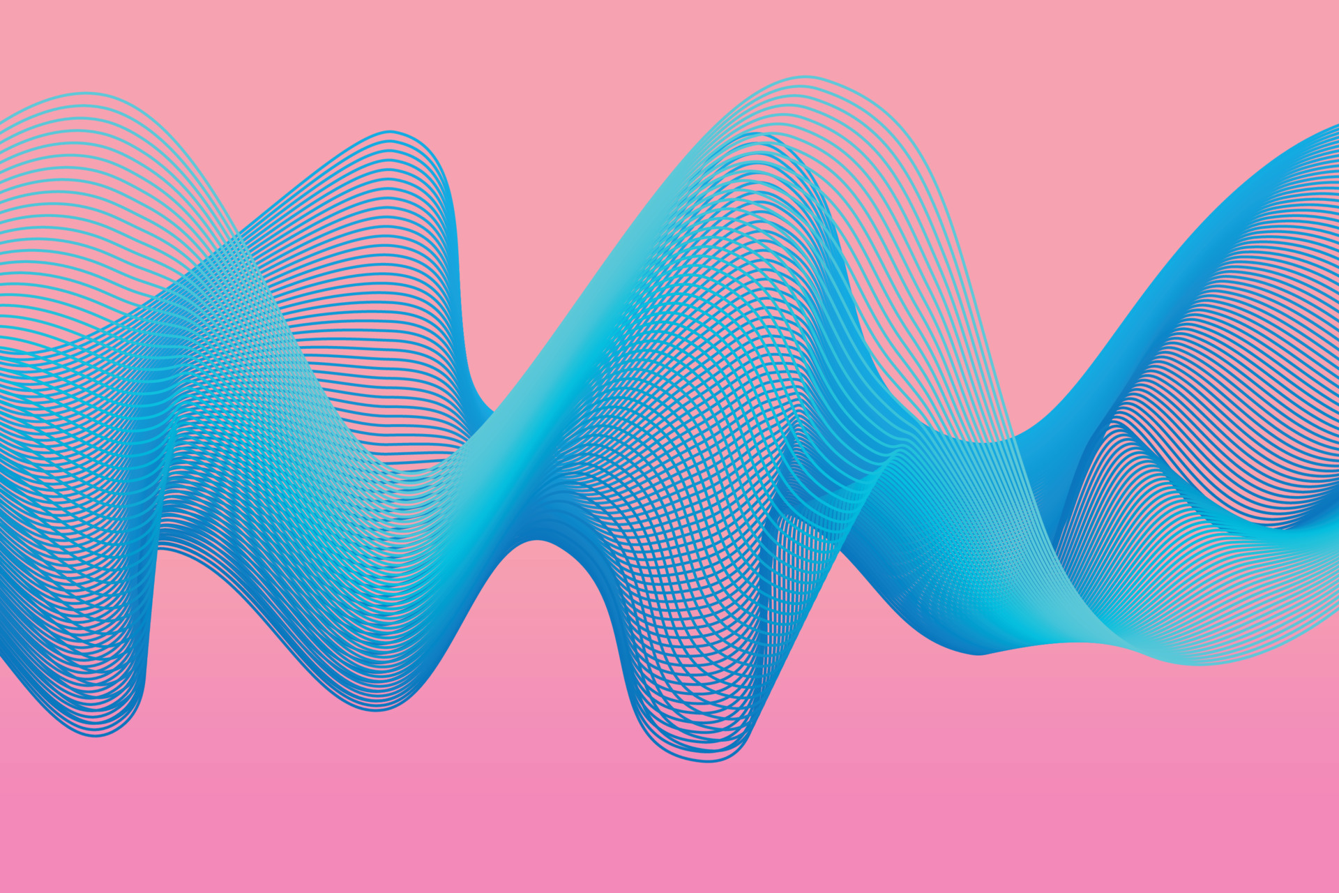 Abstract blue light lines on pink background. abstract wave background