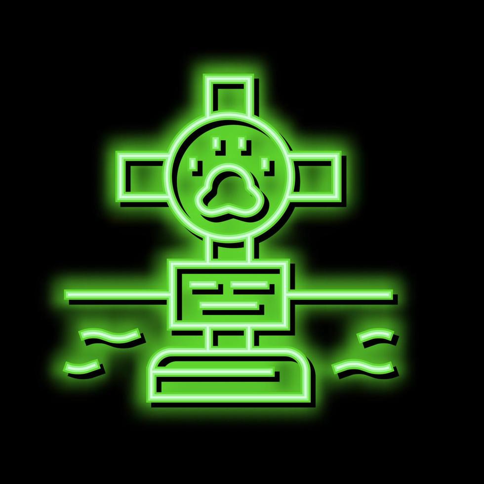 tumba mascota con cruzar neón resplandor icono ilustración vector