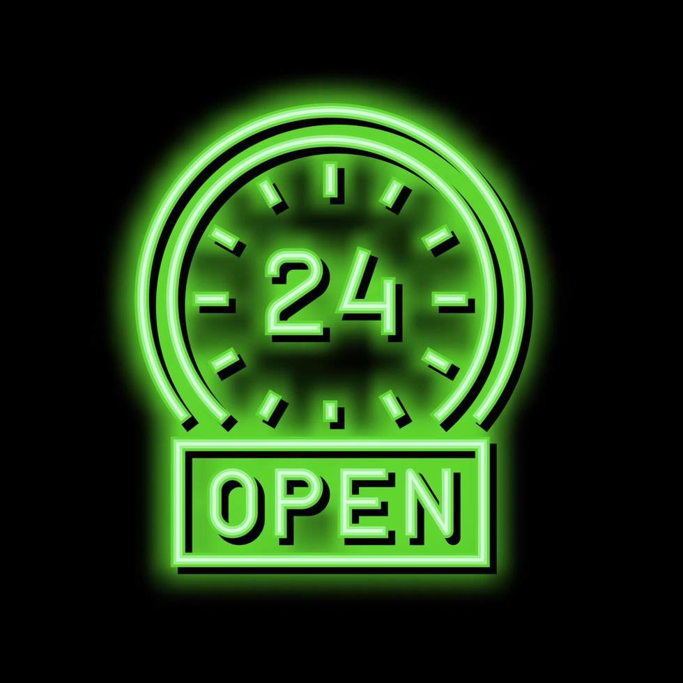 round clock work motel neon glow icon illustration vector