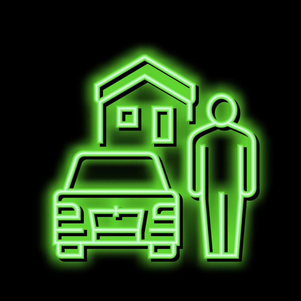 resting house on motel territory neon glow icon illustration vector