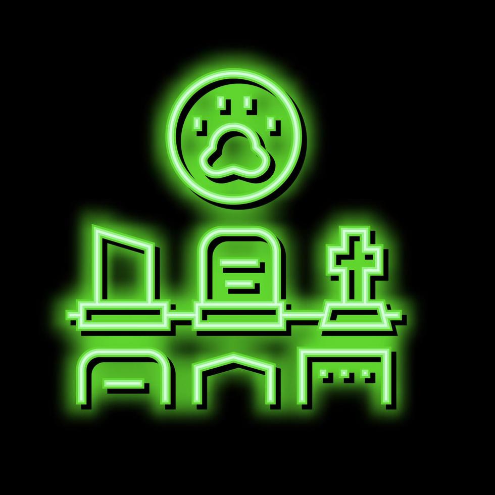 cemetery pet neon glow icon illustration vector