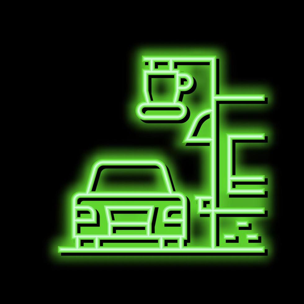 drive coffee cafe neon glow icon illustration vector