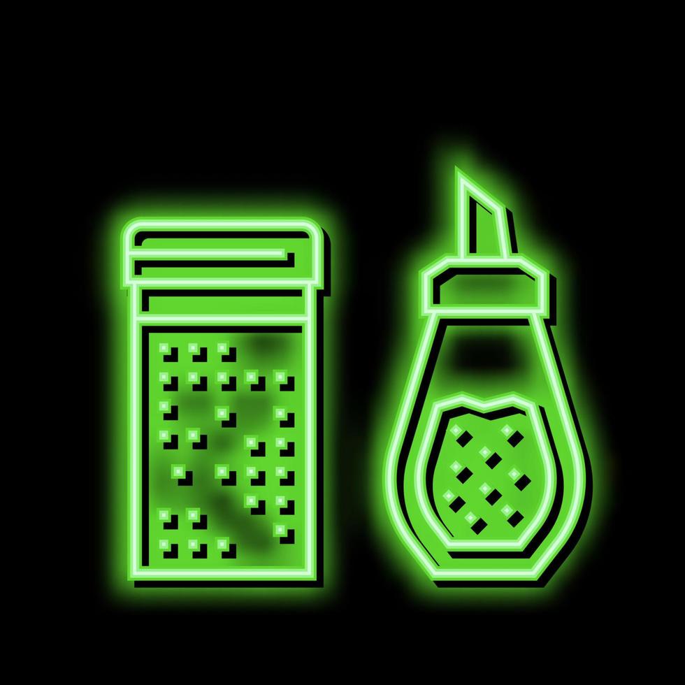 canela y azúcar botella neón resplandor icono ilustración vector