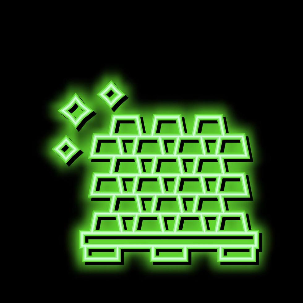 gold ingot heap game lottery win neon glow icon illustration vector