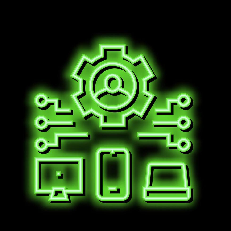 devices connection of user ugc neon glow icon illustration vector