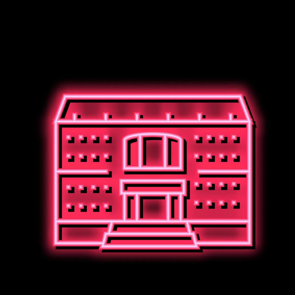 university building neon glow icon illustration vector