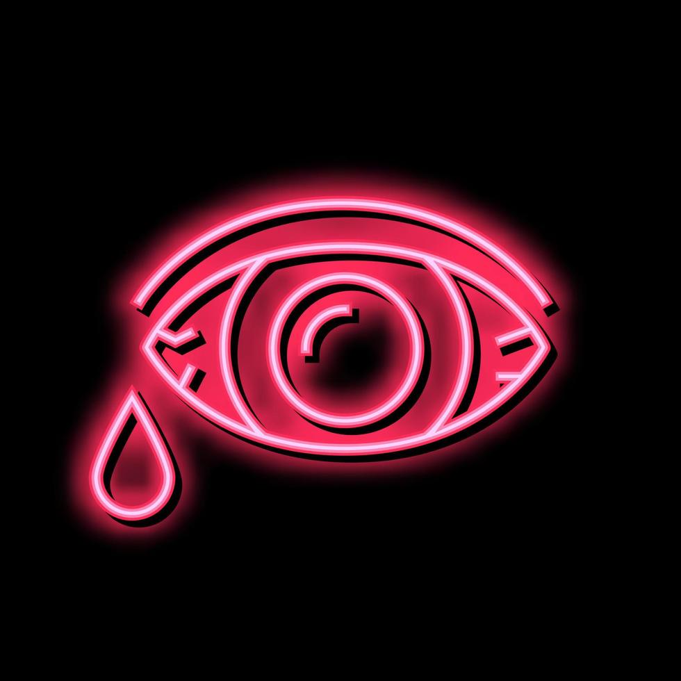 eye flowing tears neon glow icon illustration vector