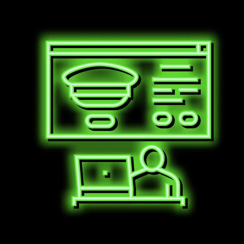 online registration in flight school neon glow icon illustration vector