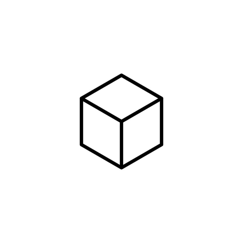 Cube icon with outline style vector