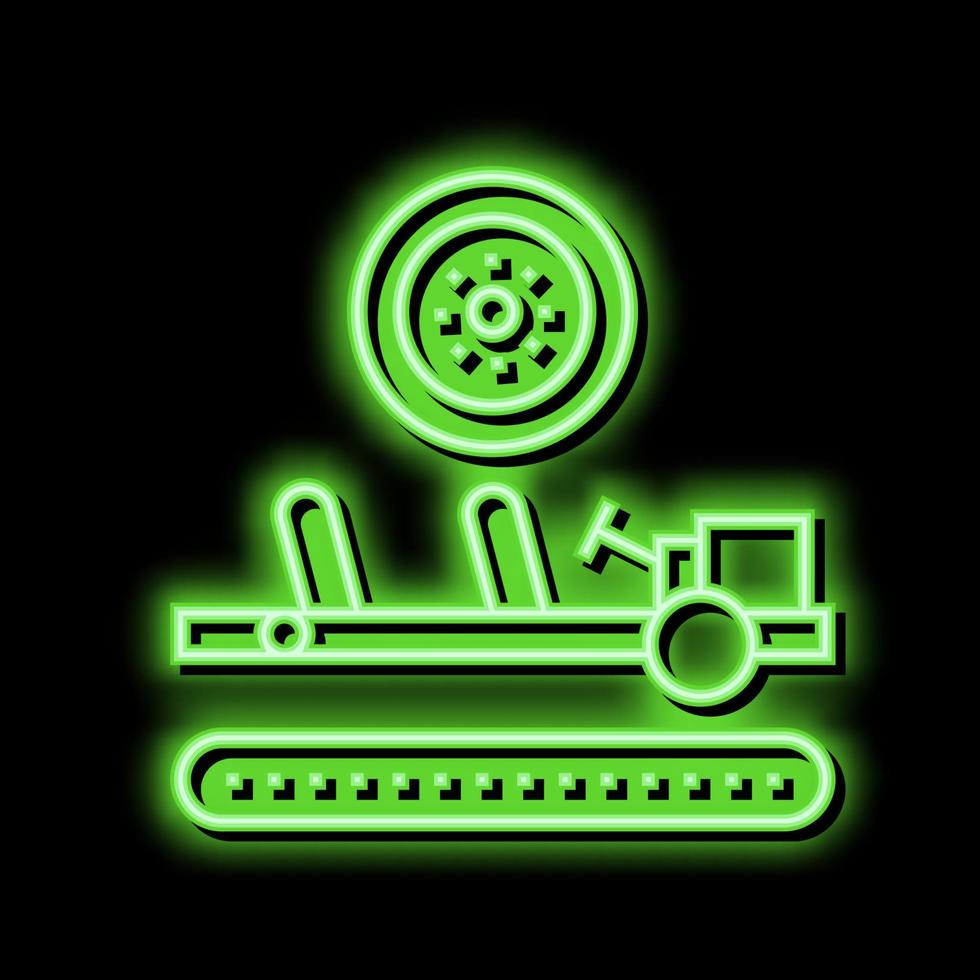 wheels installing car neon glow icon illustration vector
