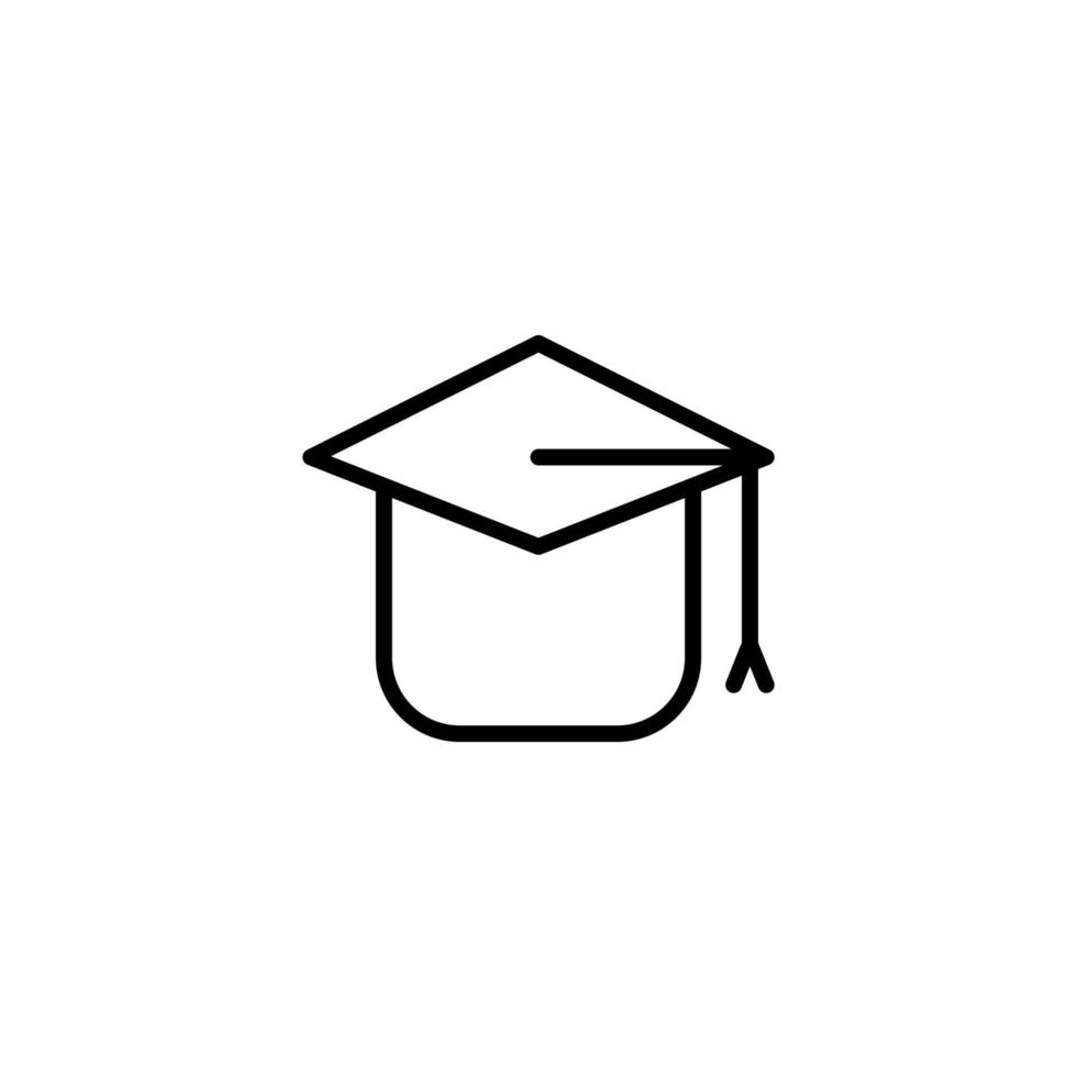 graduación sombrero icono con contorno estilo vector