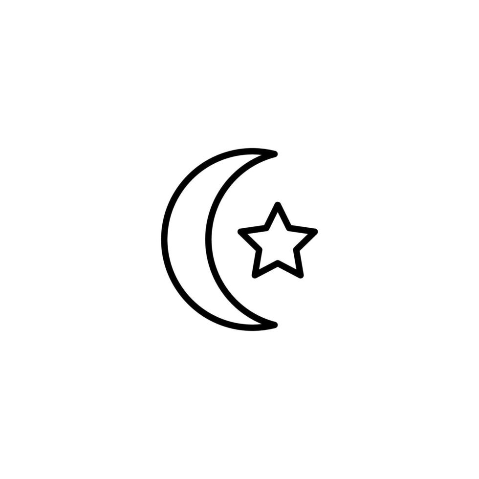 Luna icono con contorno estilo vector