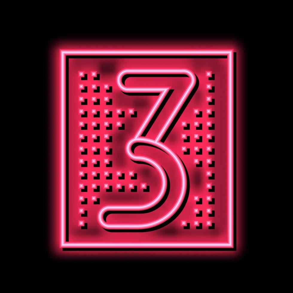 third number neon glow icon illustration vector