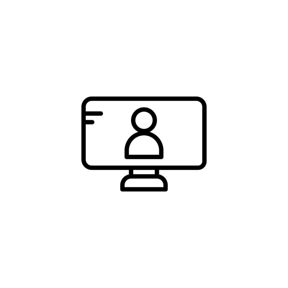 Monitor analysis icon with outline style vector