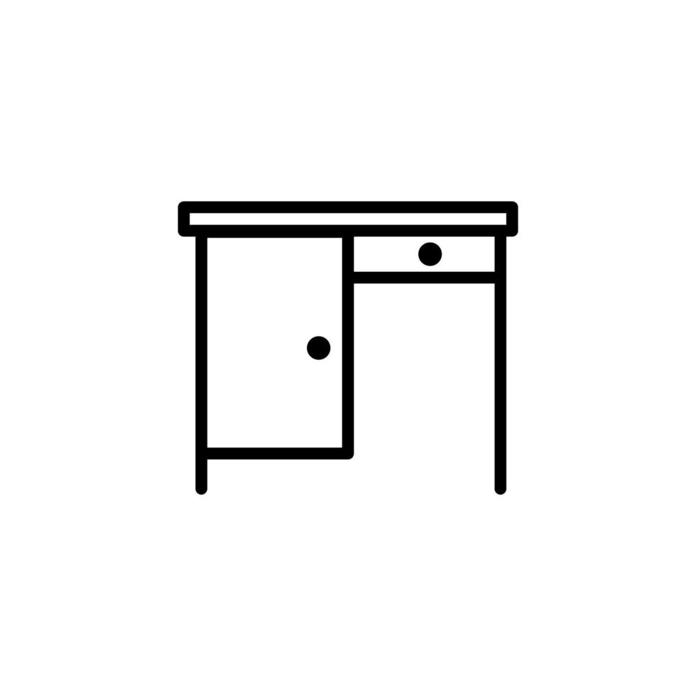 Computer desk icon with outline style vector