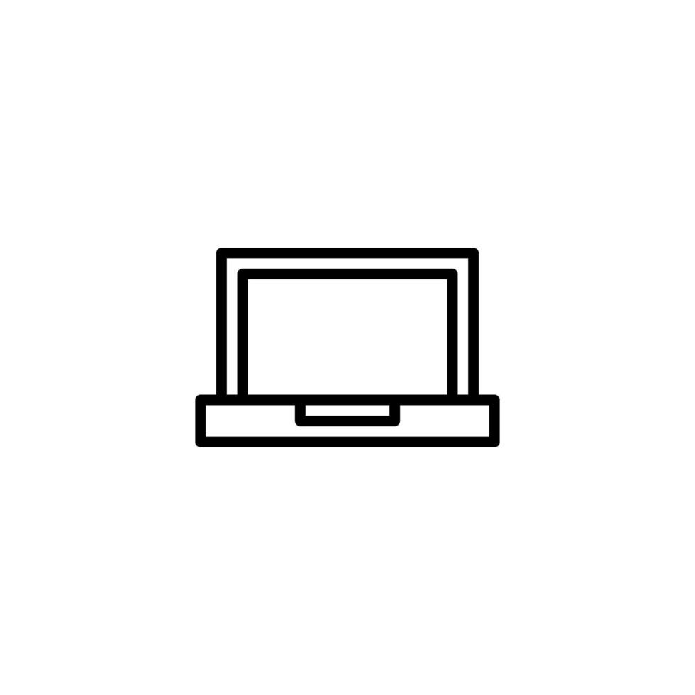 Laptop icon with outline style vector