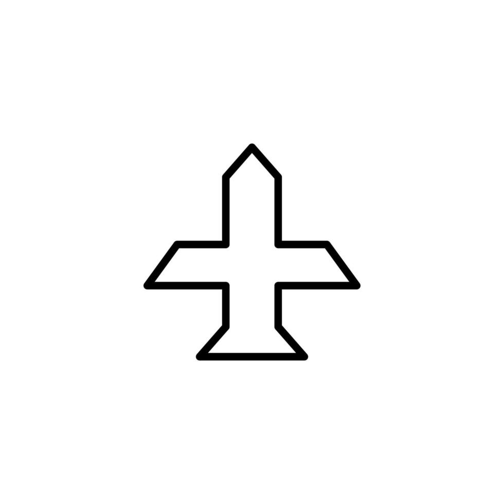 Plane icon with outline style vector
