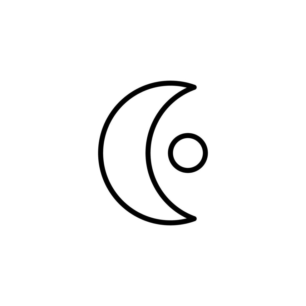 Luna icono con contorno estilo vector