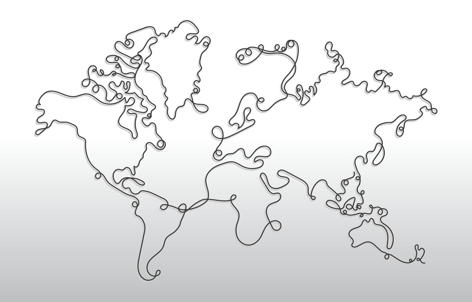 One Stroke Line World Map Background vector