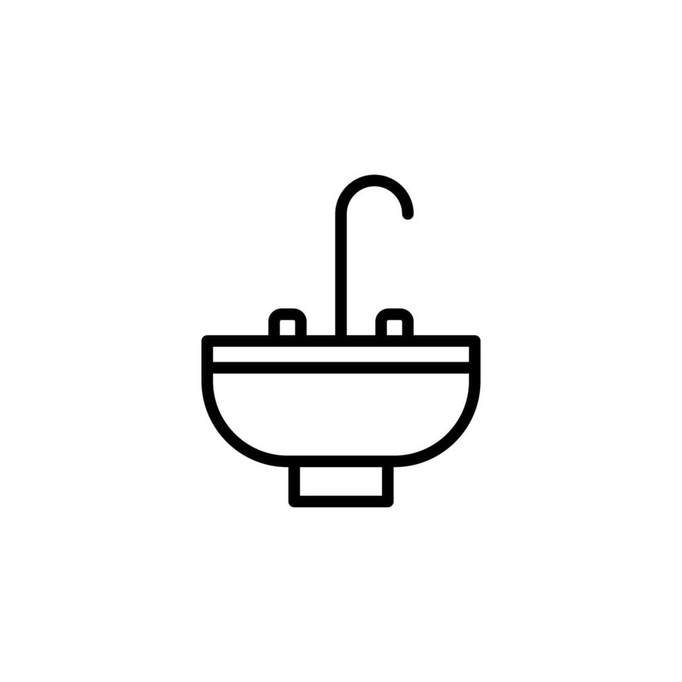 lavabo icono con contorno estilo vector