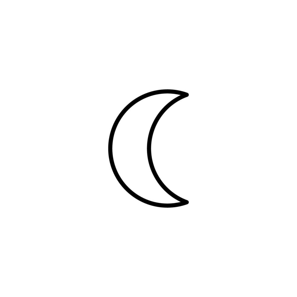 Luna icono con contorno estilo vector