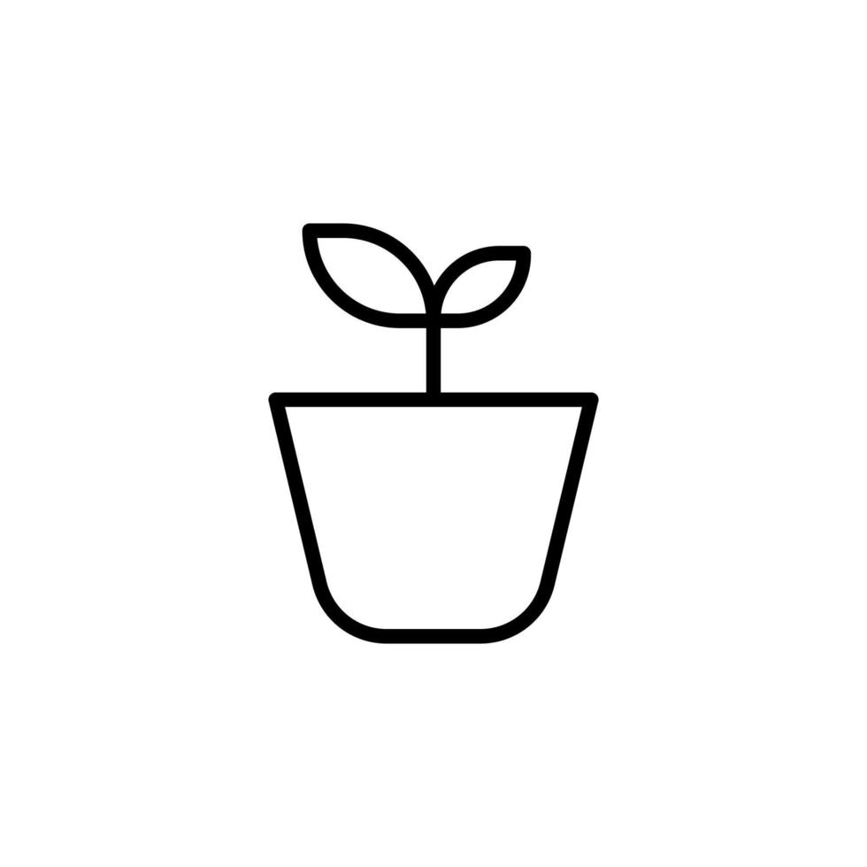 planta icono con contorno estilo vector