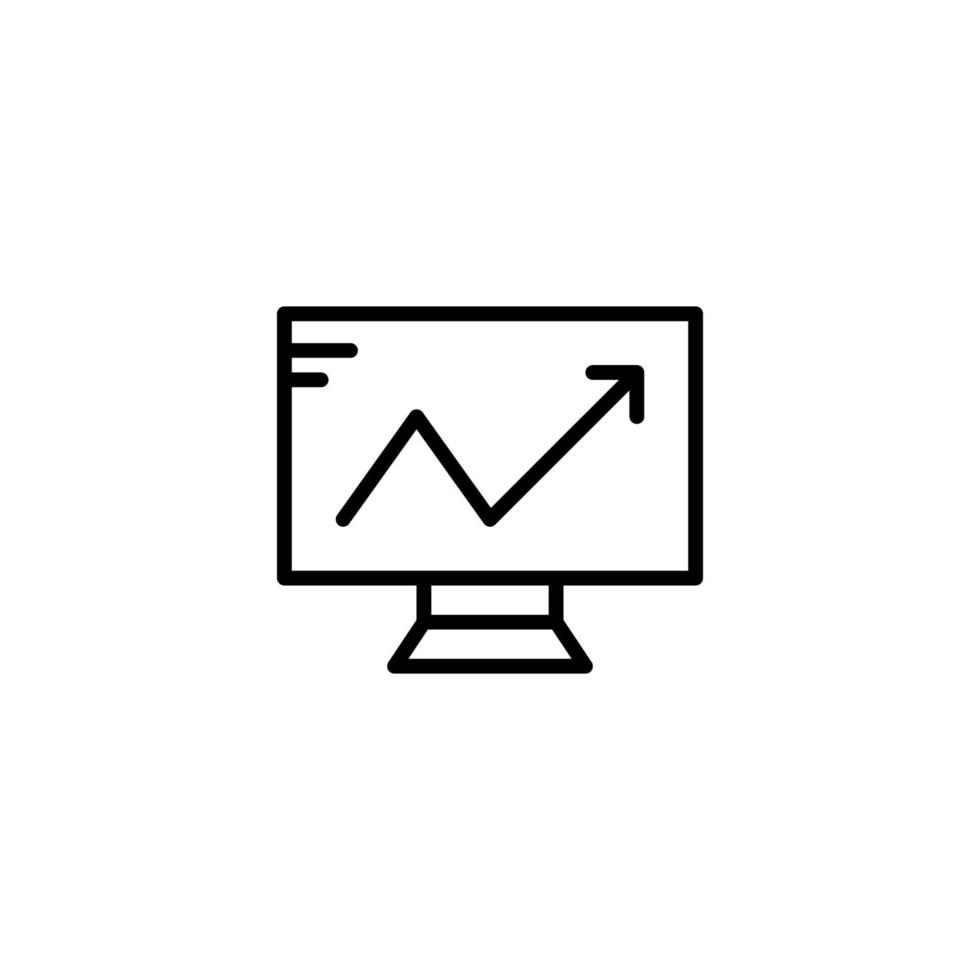 Monitor analysis icon with outline style vector