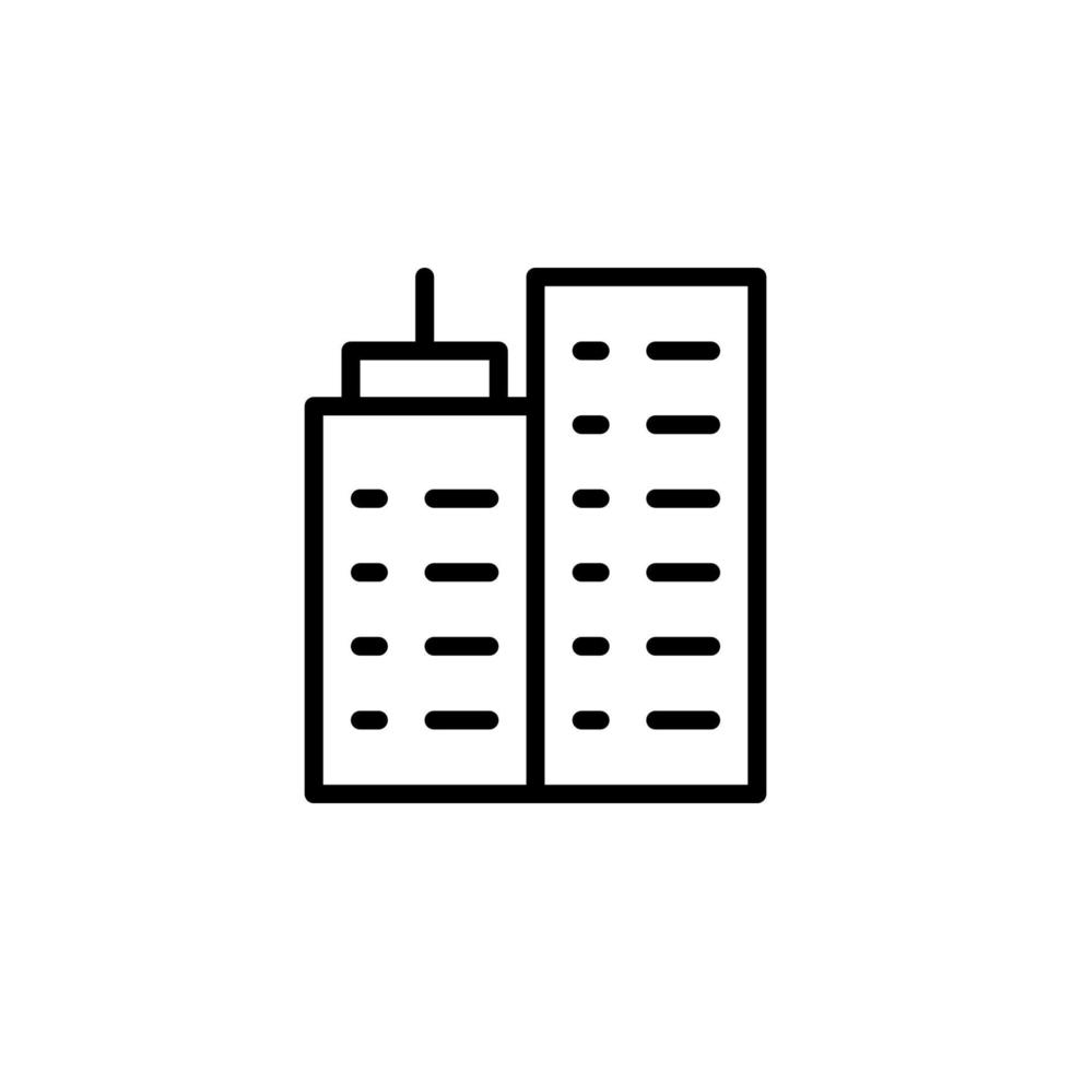 edificio icono con contorno estilo vector