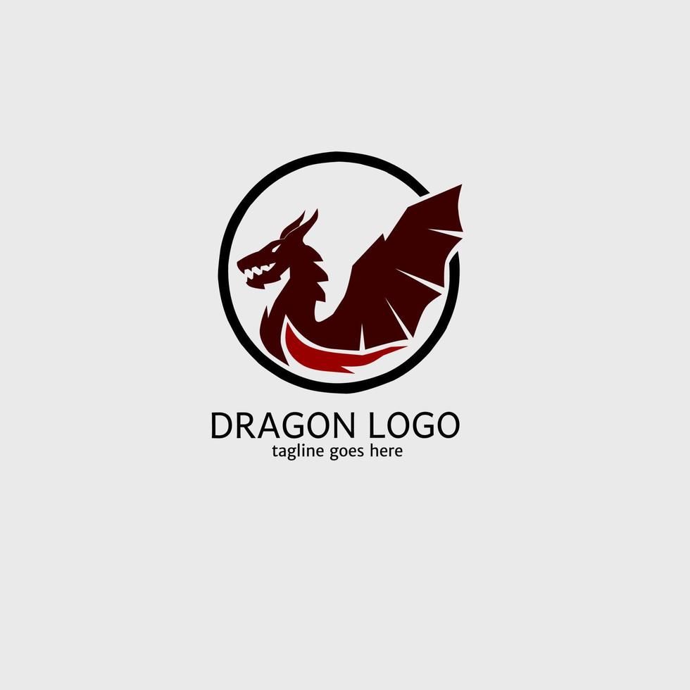 dragon logo template with circle vector