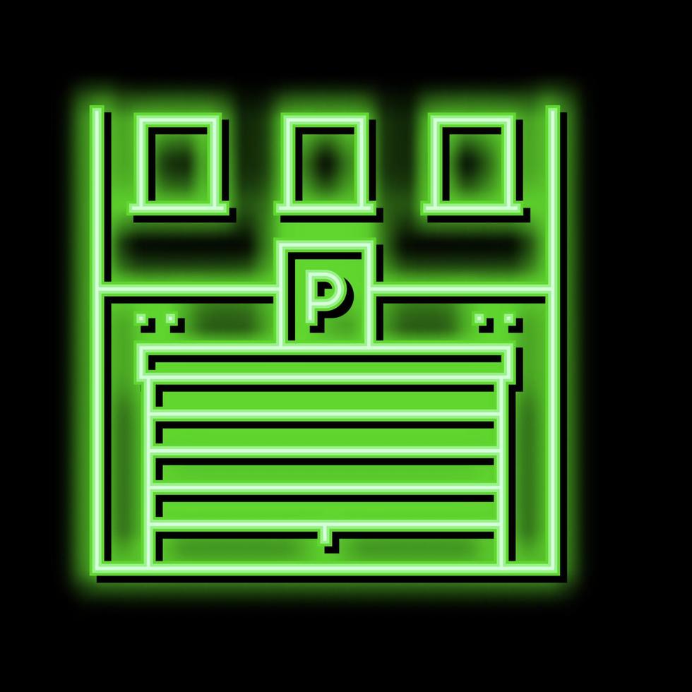 building parking neon glow icon illustration vector