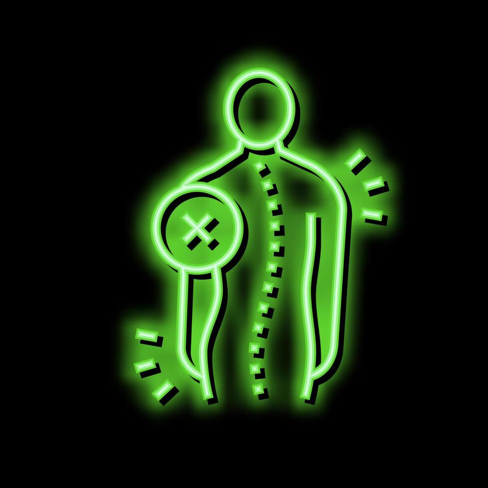 idiopathic scoliosis neon glow icon illustration vector