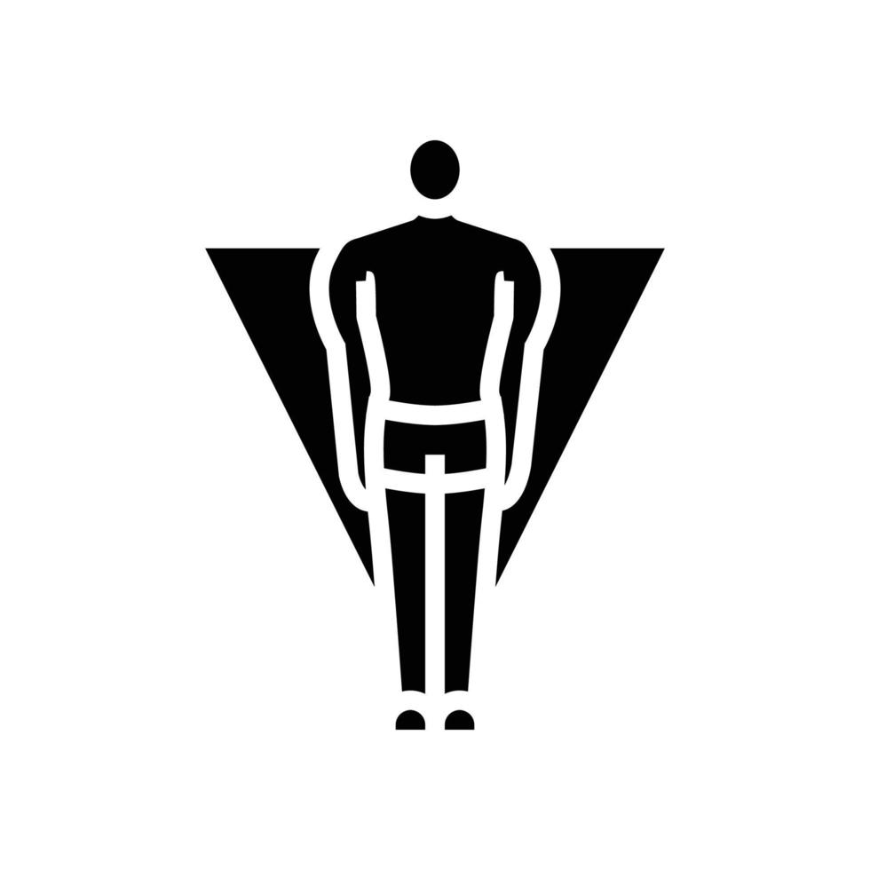 invertido triángulo masculino cuerpo tipo glifo icono vector ilustración