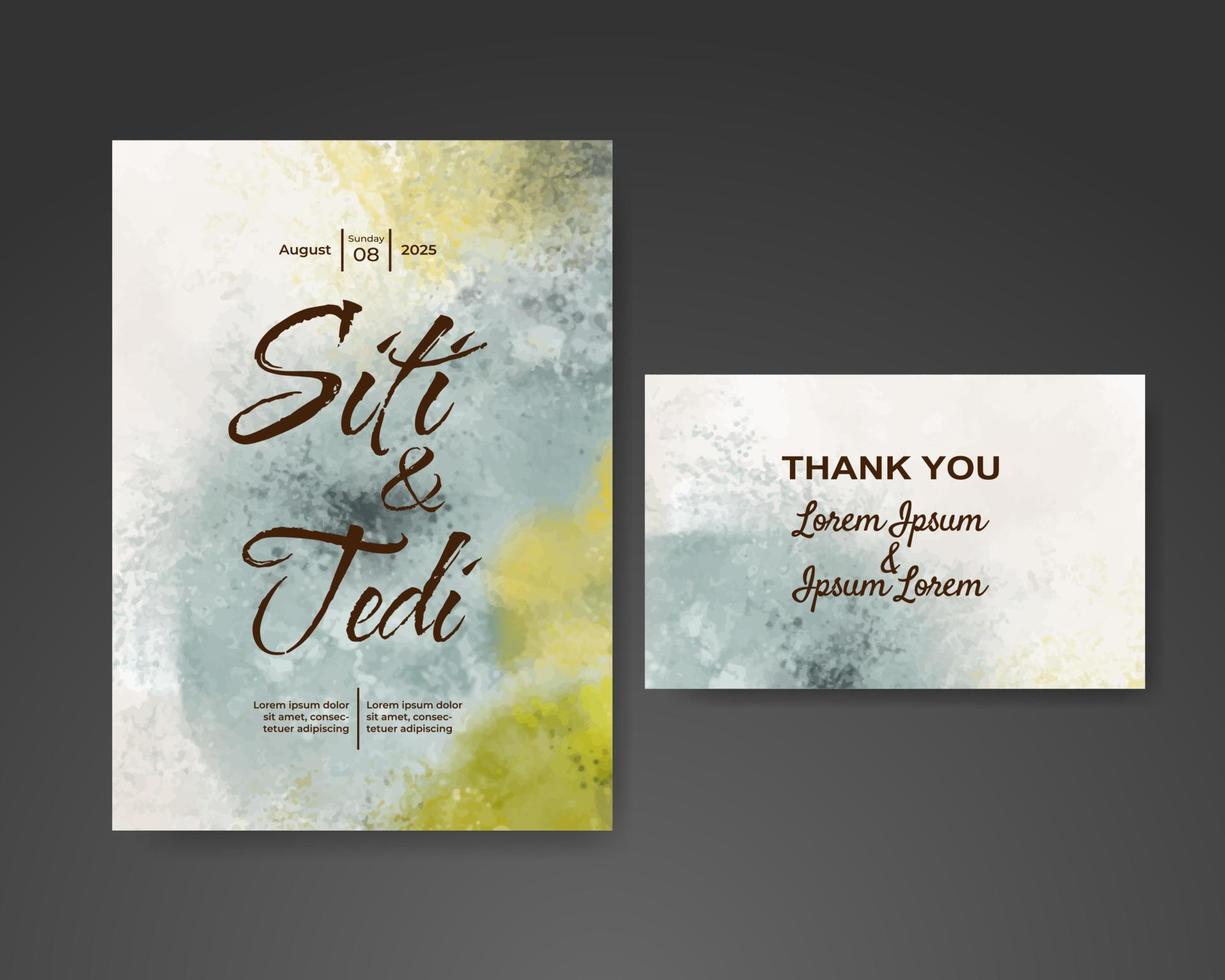 Wedding invitation with abstract watercolor background vector