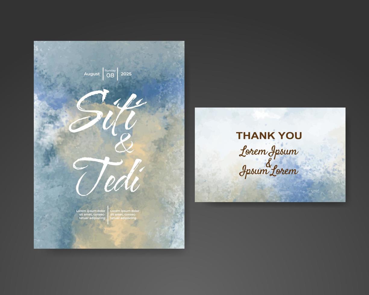 Wedding invitation with abstract watercolor background vector