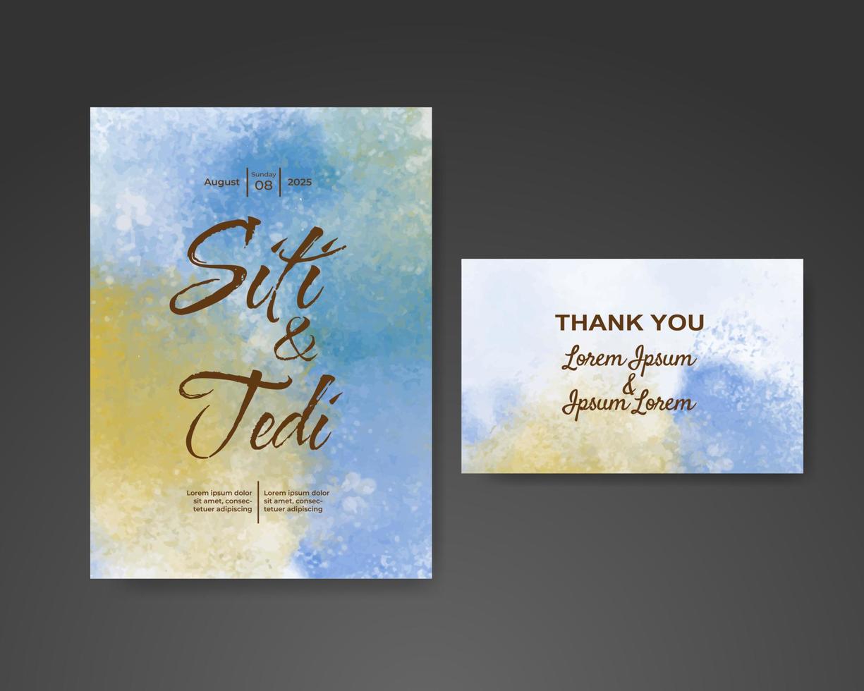 Wedding invitation with abstract watercolor background vector