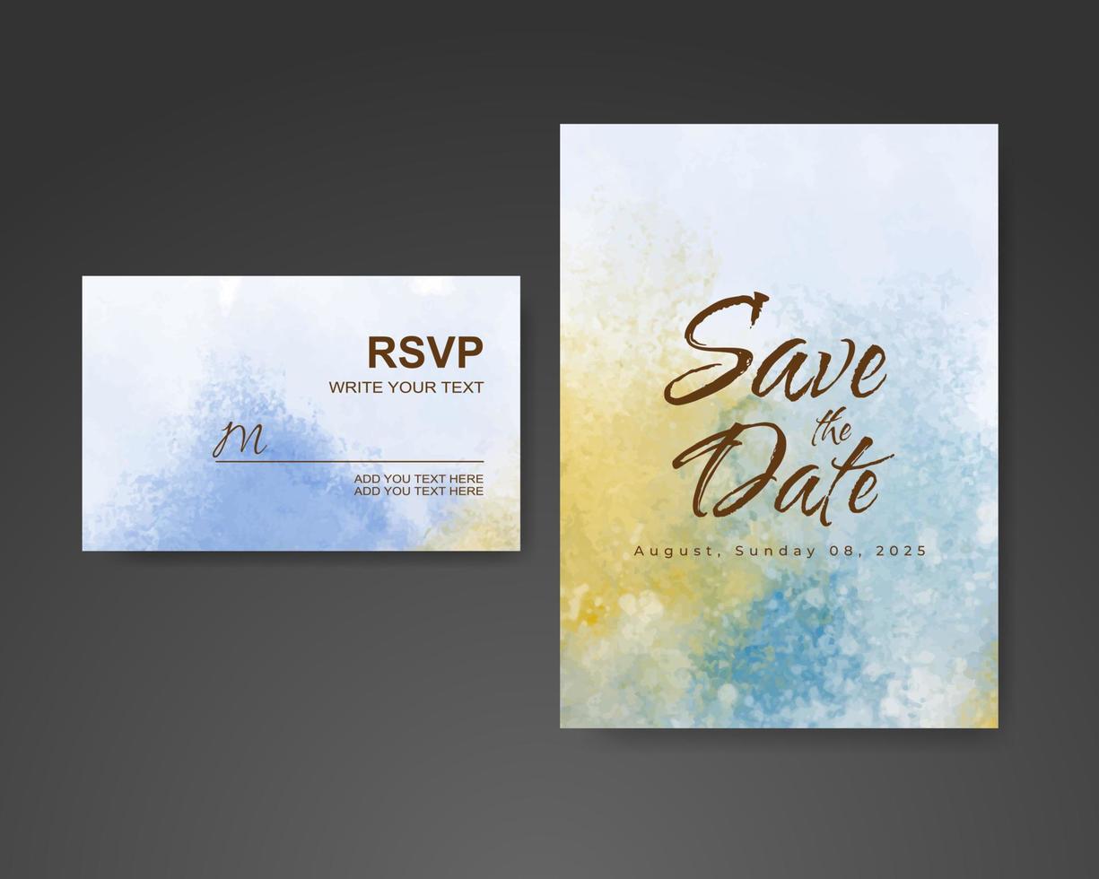 Wedding invitation with abstract watercolor background vector