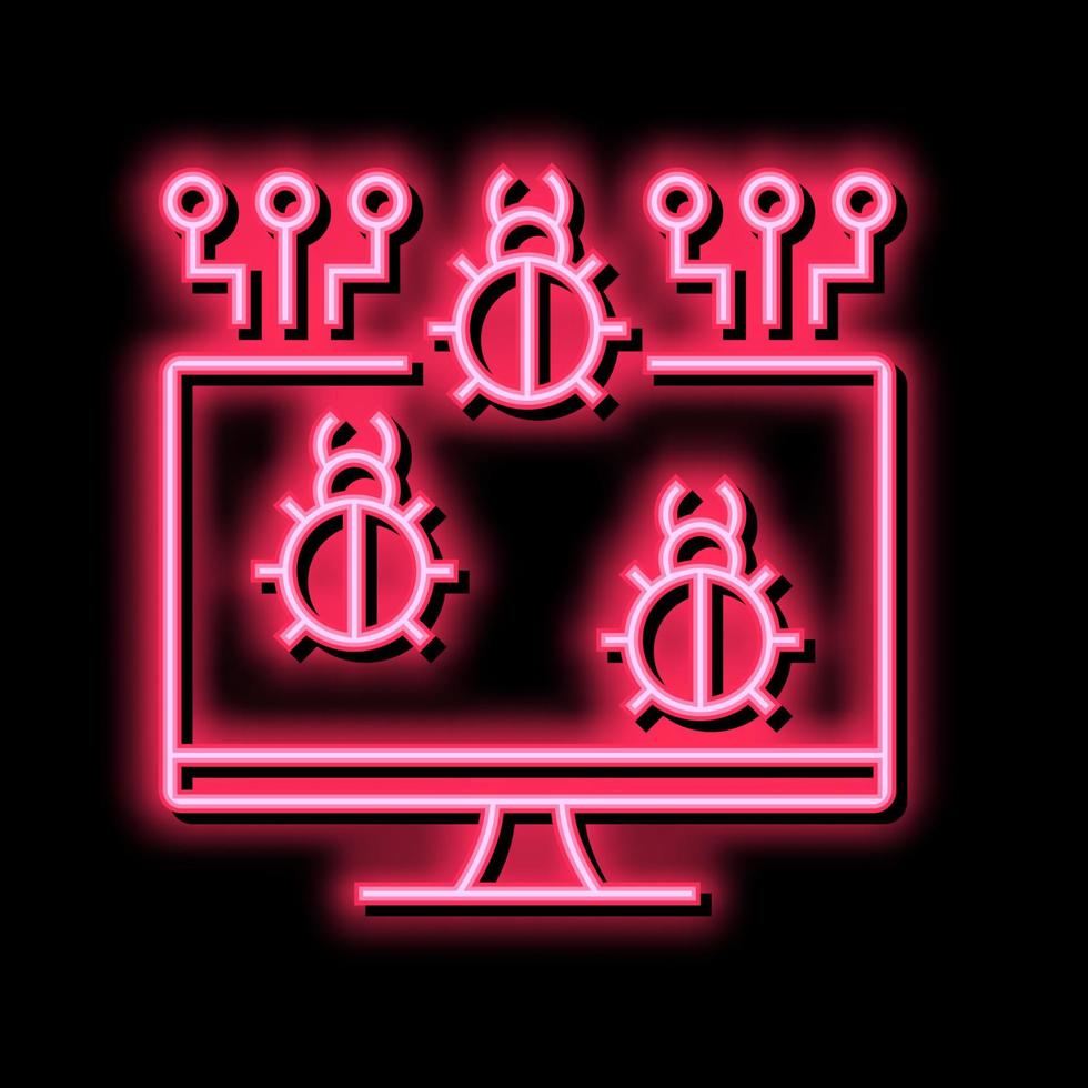 computer virus neon glow icon illustration vector