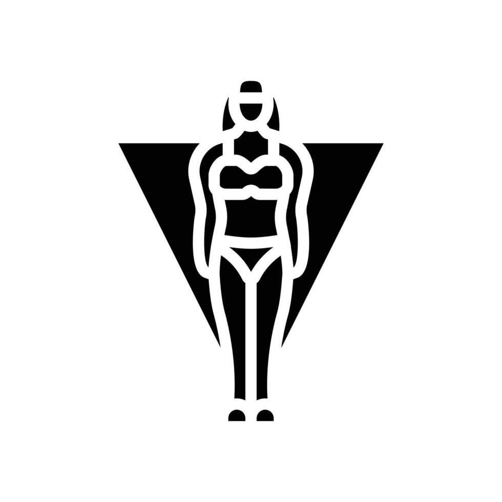 invertido triángulo hembra cuerpo tipo glifo icono vector ilustración