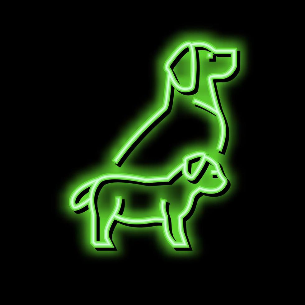 perrito y perro neón resplandor icono ilustración vector