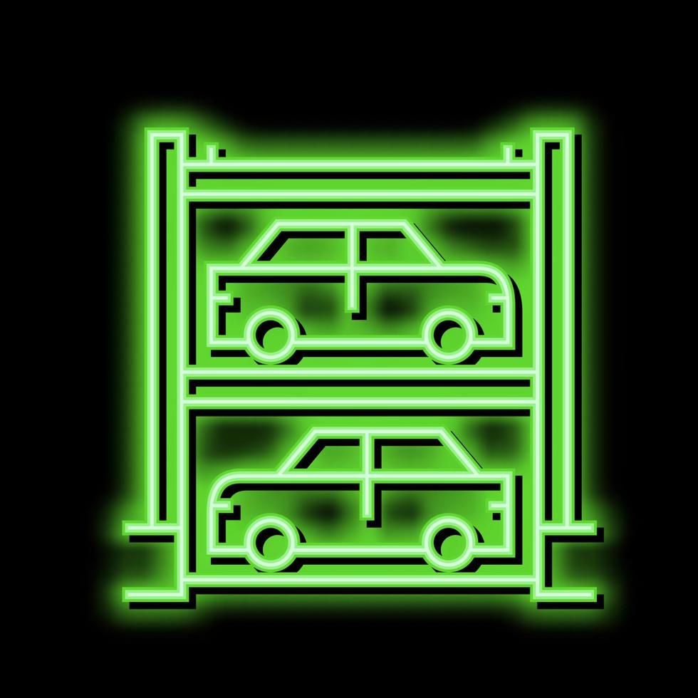 multilevel automobile parking neon glow icon illustration vector