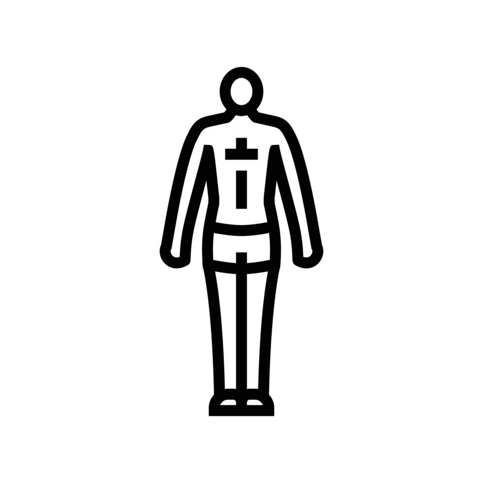 ectomorfo masculino cuerpo tipo línea icono vector ilustración